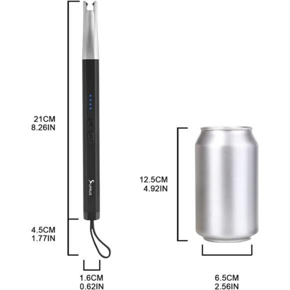 Candle Lighter Electric Arc Lighter Rechargeable USB Lighter w/ LED Light(Black) - Picture 4 of 7